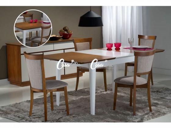 Conjunto Mesa de Jantar Monica Elastica Extensivel Aurora com 04 Cadeiras 1.20 ou 1.70 x 0.80 Retangular